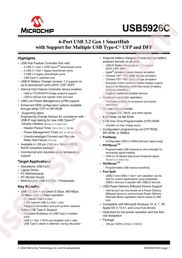 MICROCHIP USB5926C/KD
