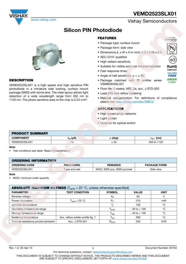 VISHAY VEMD2523SLX01