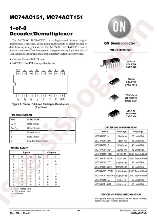 onsemi MC74ACT151ML1