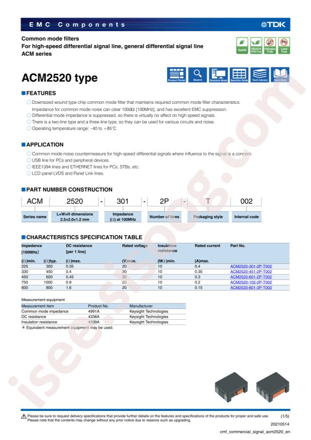 TDK ACM2520-301-2P-T002