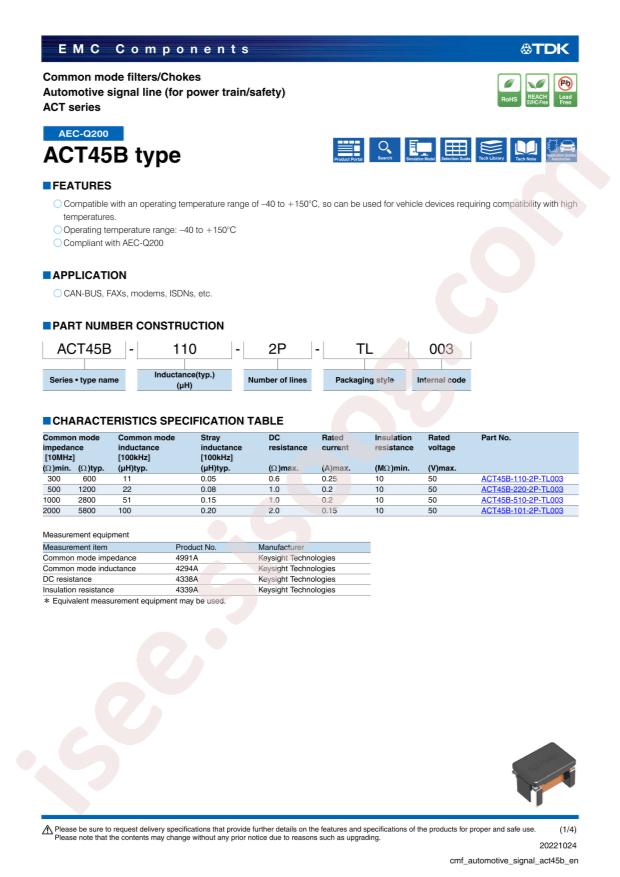 TDK ACT45B-110-2P-TL003