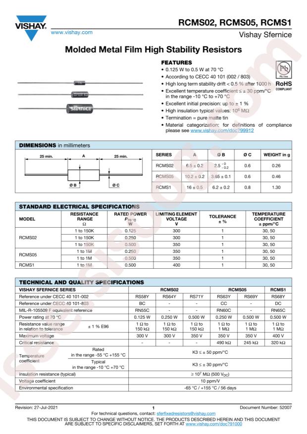 VISHAY RCMS0514701FHA20