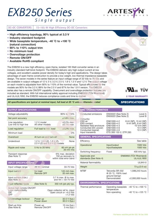 Artesyn EXB250-48S2V5-R
