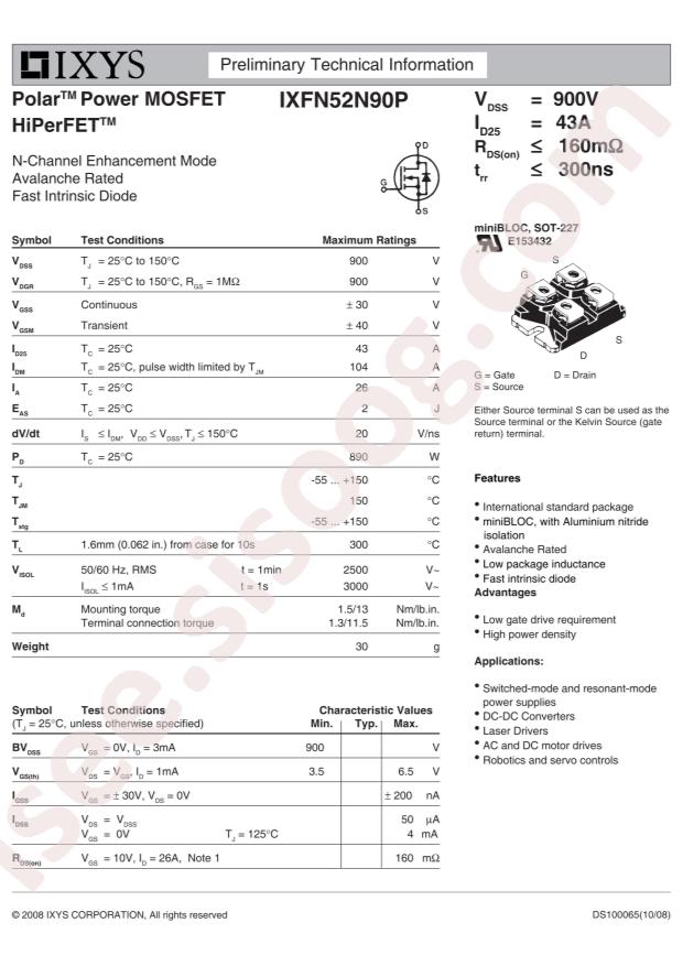 Littelfuse/IXYS IXFN52N90P