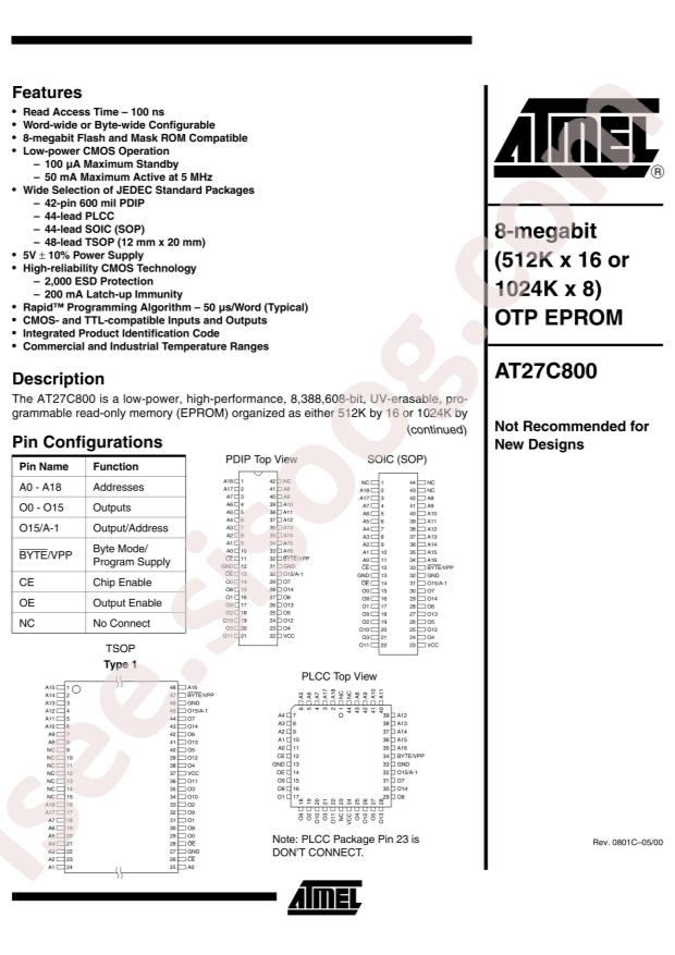 MICROCHIP AT27C800-12PC