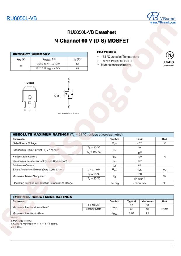 VBsemi Elec RU6050L-VB
