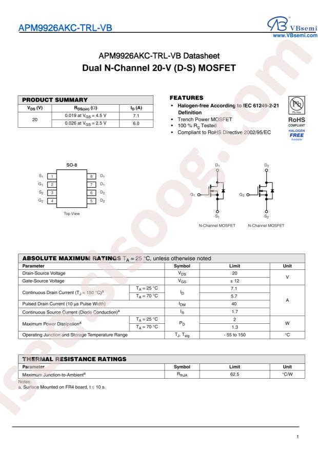 VBsemi Elec APM9926AKC-TRL-VB