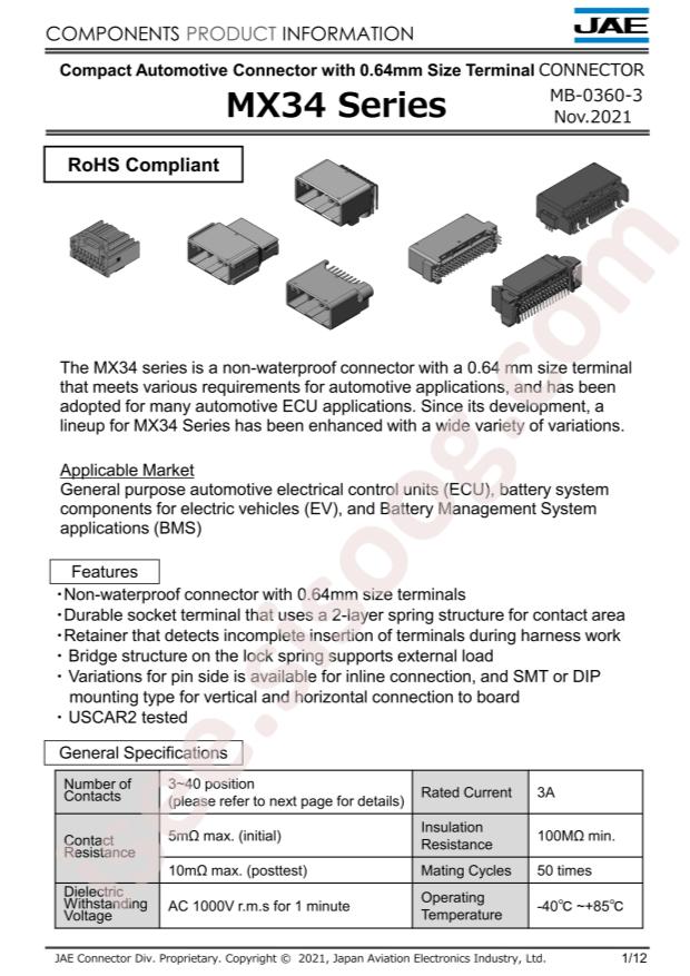 JAE Electronics MX34040UF2