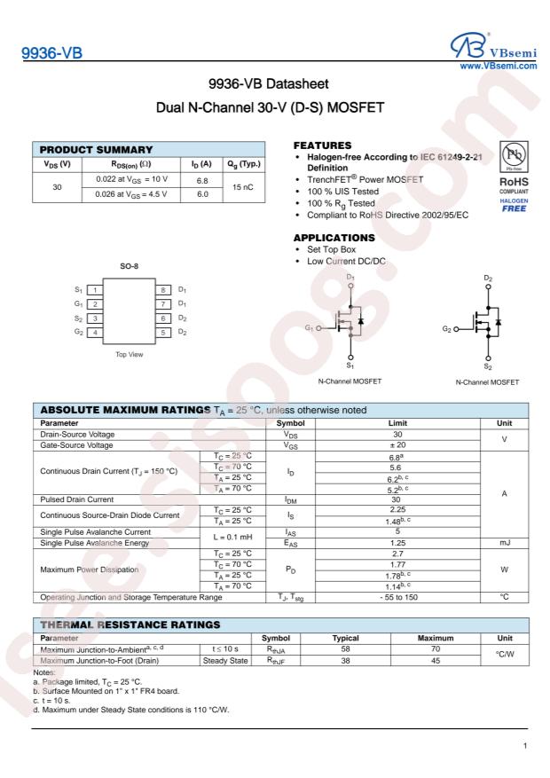 VBsemi Elec 9936-VB