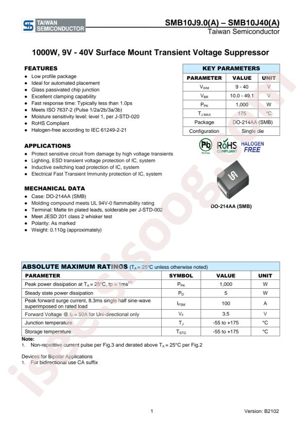Taiwan Semiconductor SMB10J12CAHR5G