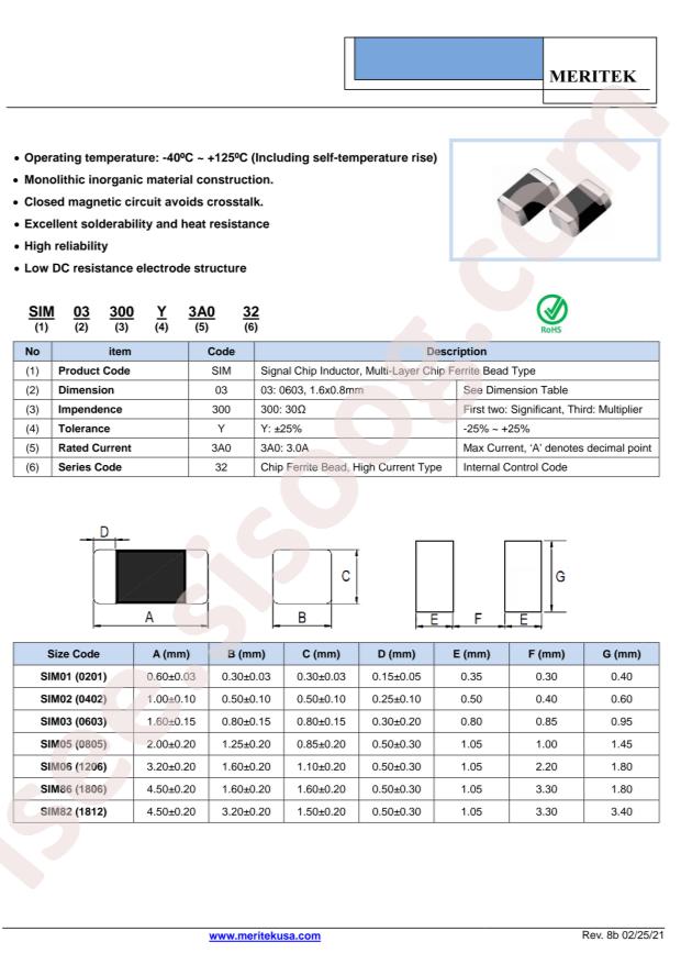 Meritek SIM03800Y3A0M32
