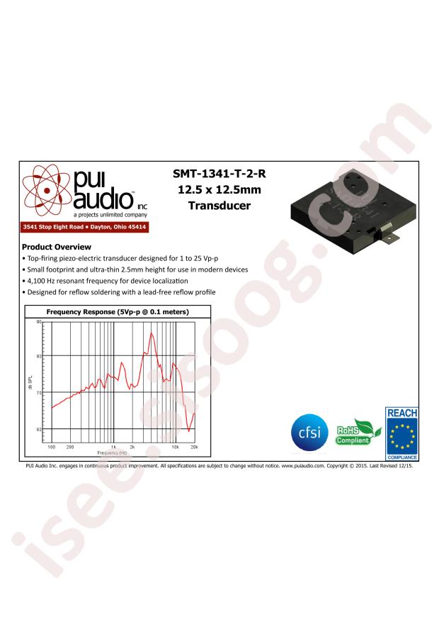 PUI Audio, Inc. SMT-1341-T-2-R