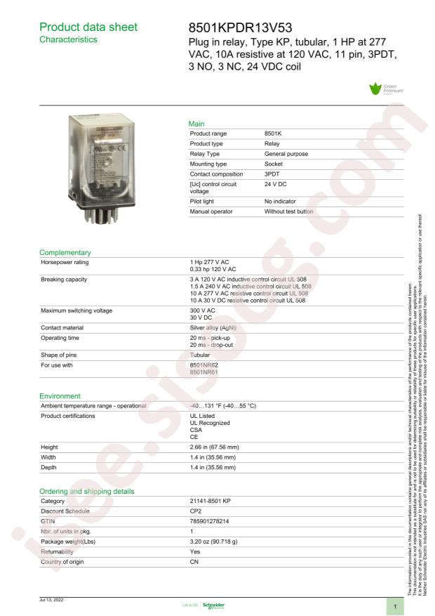 Schneider 8501KPDR13V53