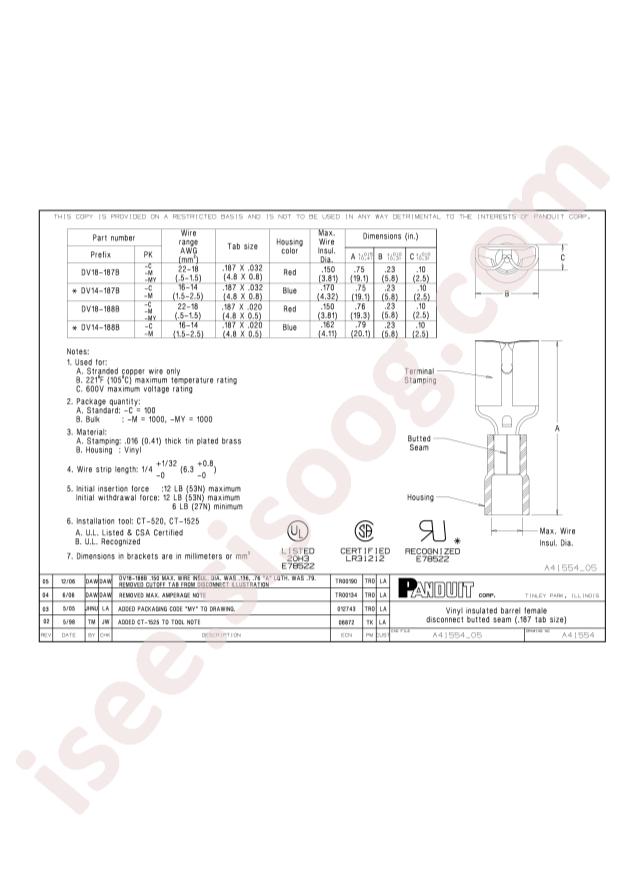 Panduit DV18-187B-MY