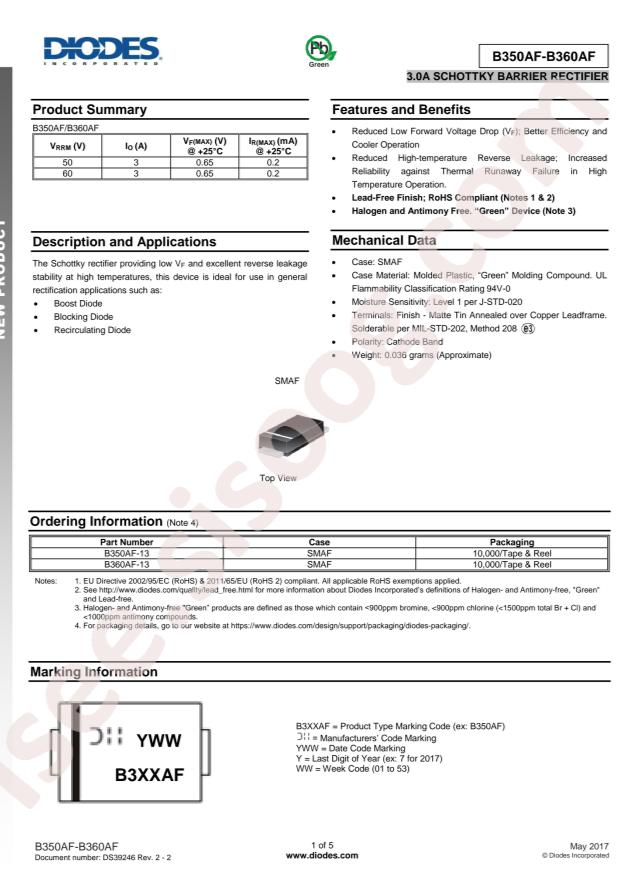 DIODES B350AF-13