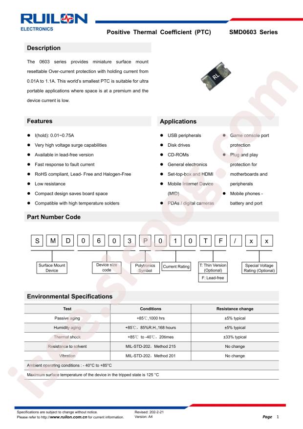 RUILON SMD0603P025TF