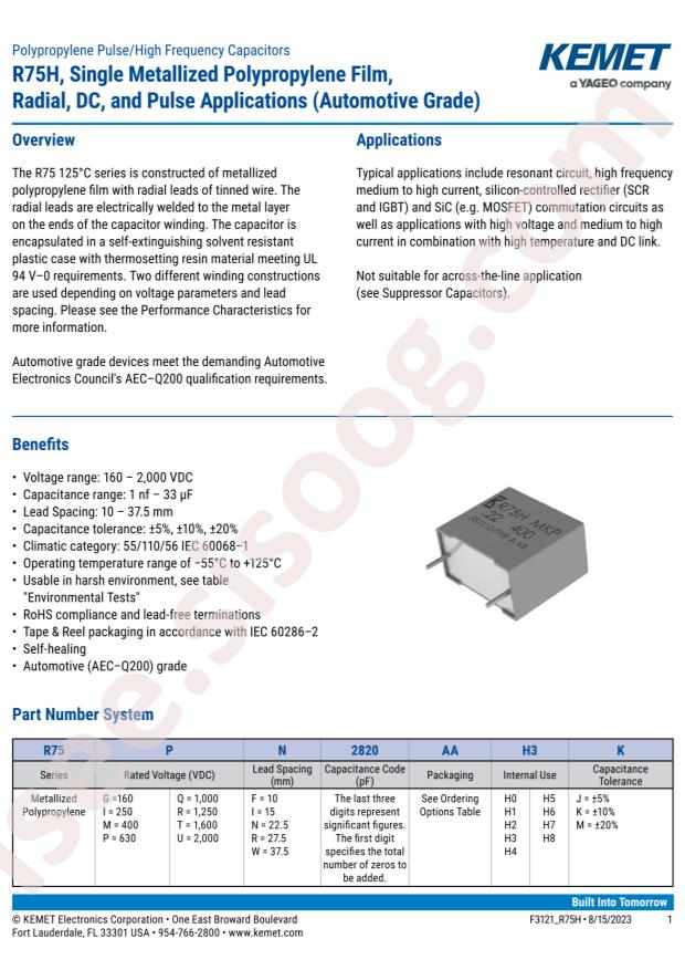 KEMET R75PI312050H3J