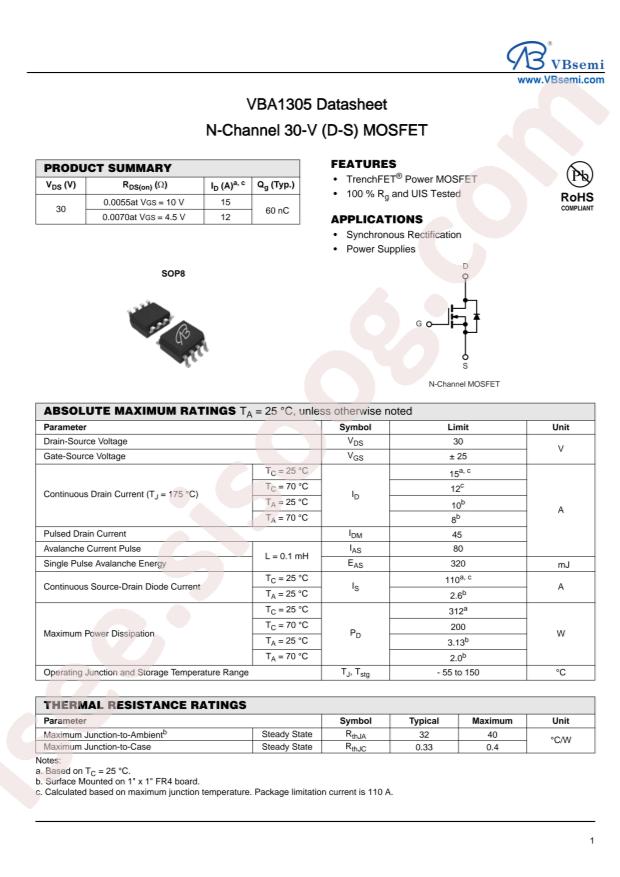 VBsemi Elec VBA1305