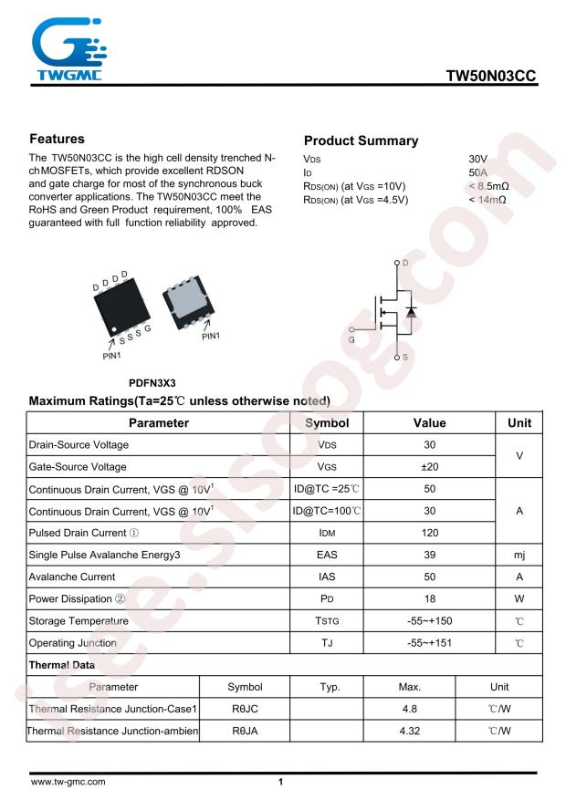 TWGMC TW50N03CC