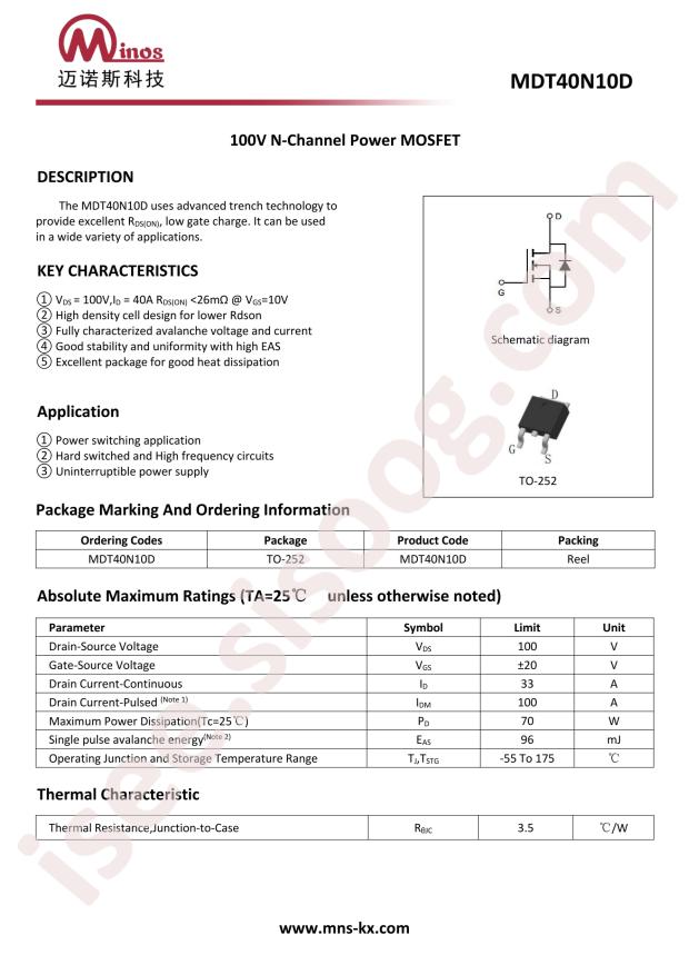 Minos MDT40N10D