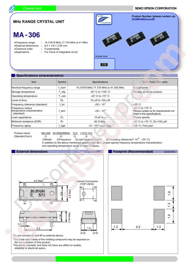 EPSON MA-306 29.4912M-C3:ROHS