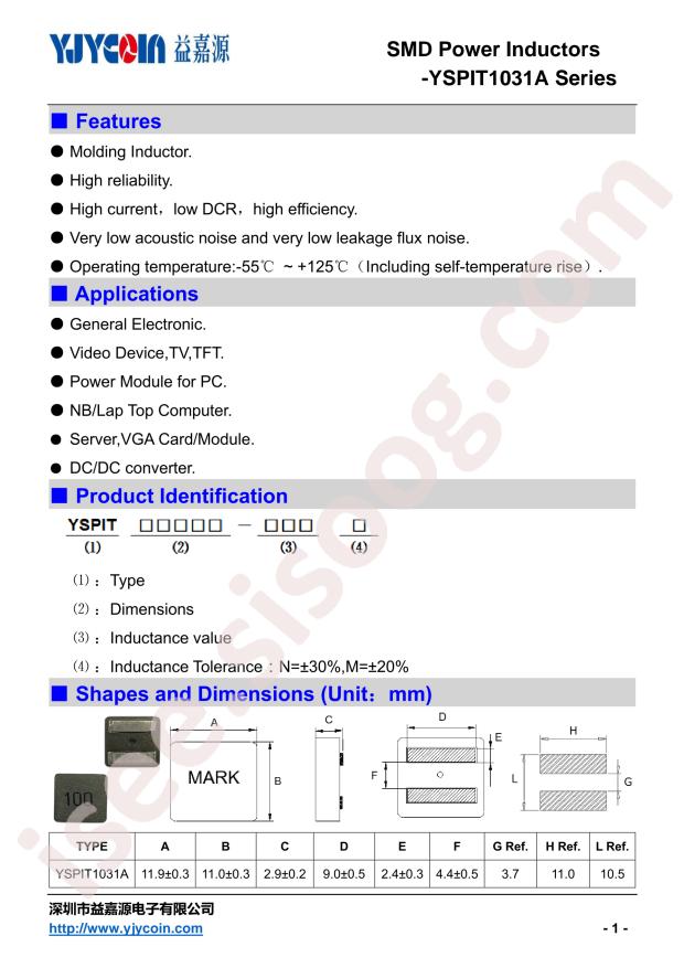 YJYCOIN YSPIT1031A-1R5M