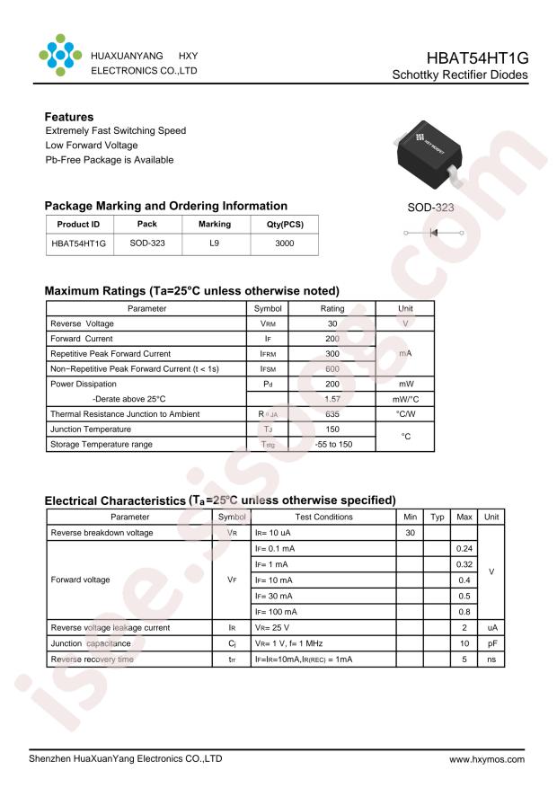 HXY MOSFET HBAT54HT1G