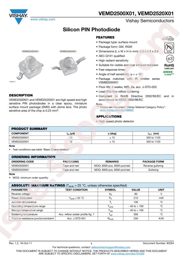 VISHAY VEMD2500X01
