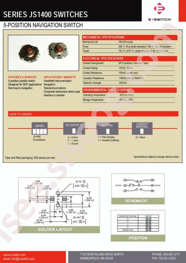 E-Switch JS1400CVQ