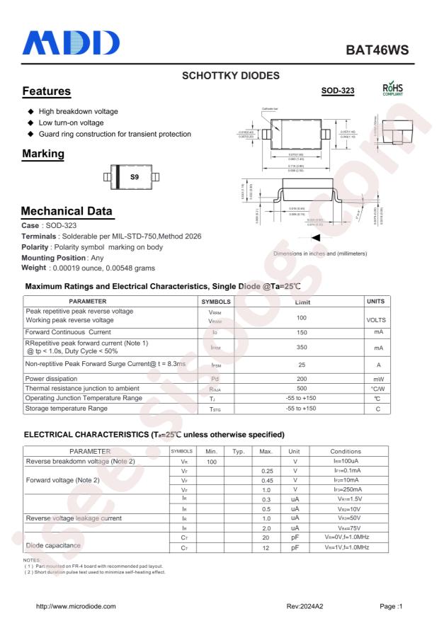 MDD(Microdiode Semiconductor) BAT46WS