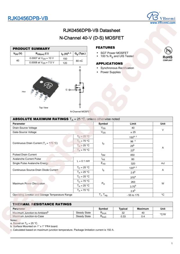 VBsemi Elec RJK0456DPB-VB