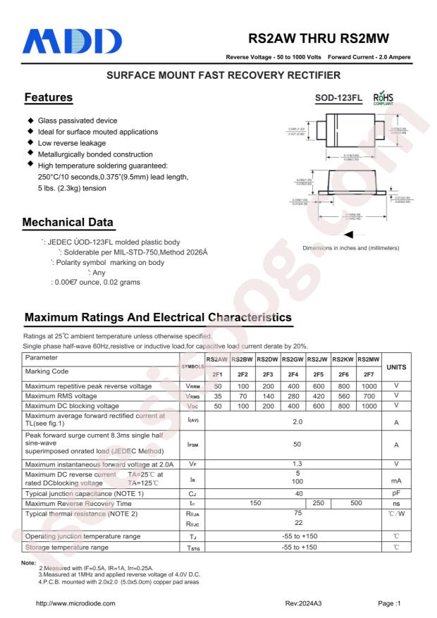MDD(Microdiode Semiconductor) RS2MW