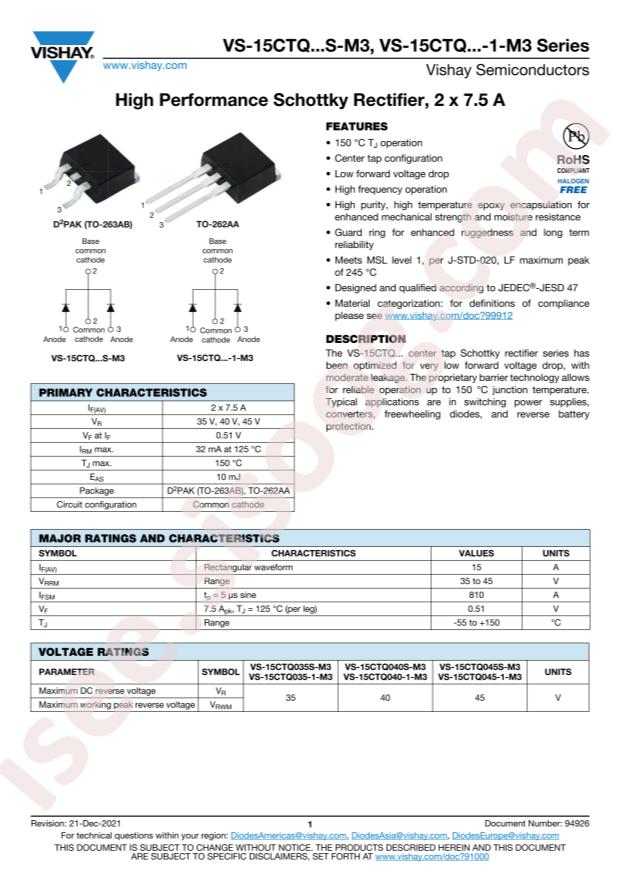 VISHAY VS-15CTQ045S-M3