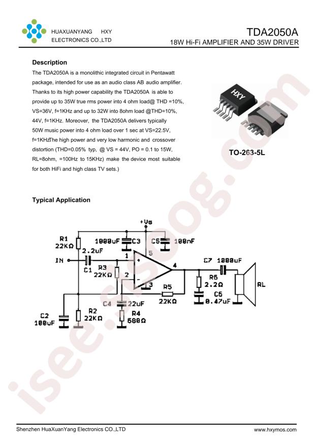 HXY MOSFET TDA2050A-HXY