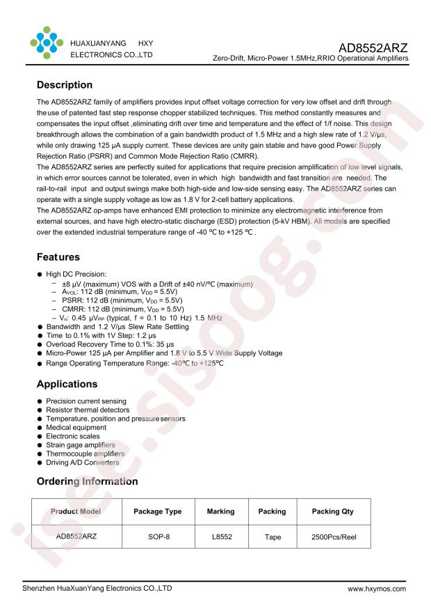 HXY MOSFET AD8552ARZ-HXY