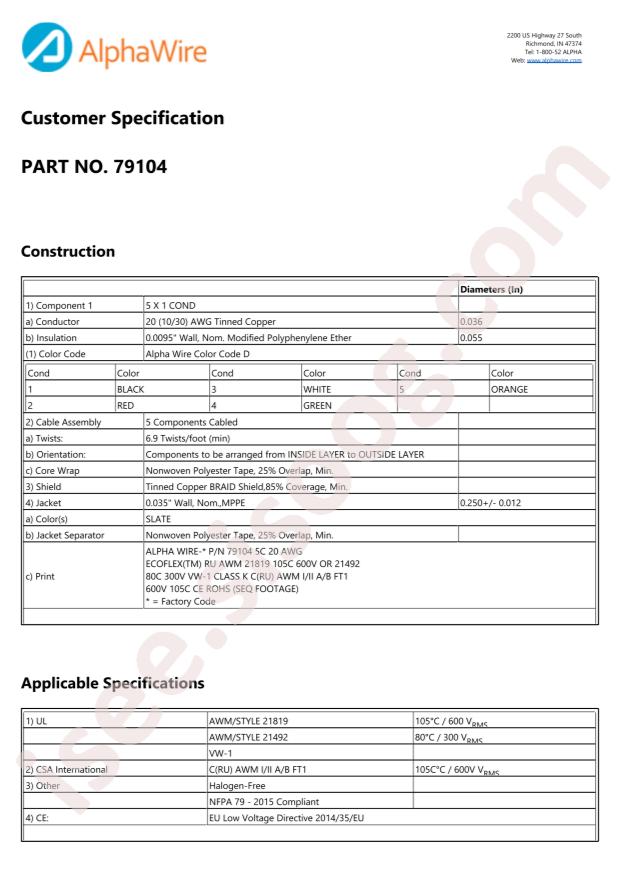Alpha Wire 79104 SL005