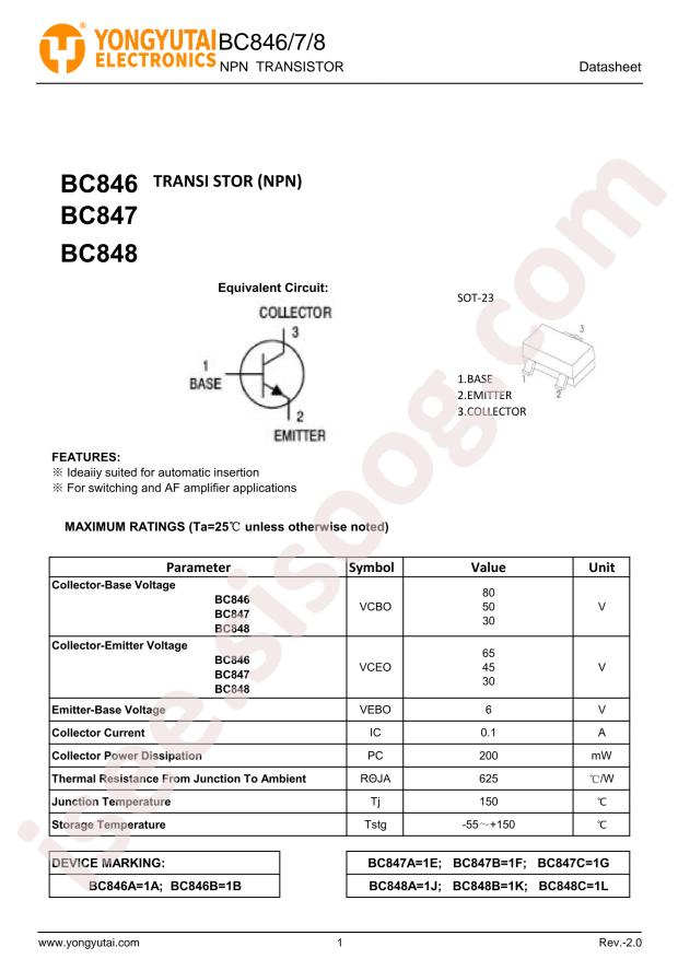 YONGYUTAI BC846A