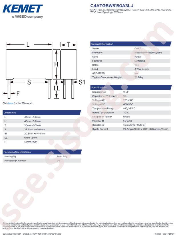 KEMET C4ATGBW5150A3LJ