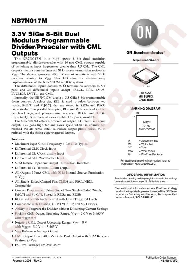 onsemi NB7N017MMNG