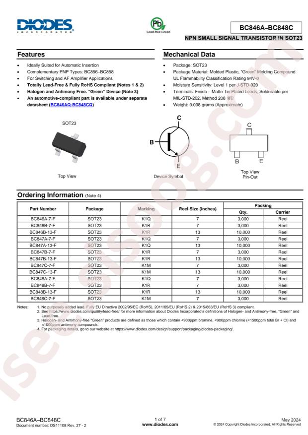 DIODES BC846B-7-F