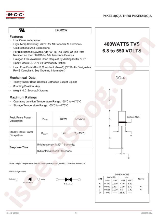 MCC P4KE200A-BP