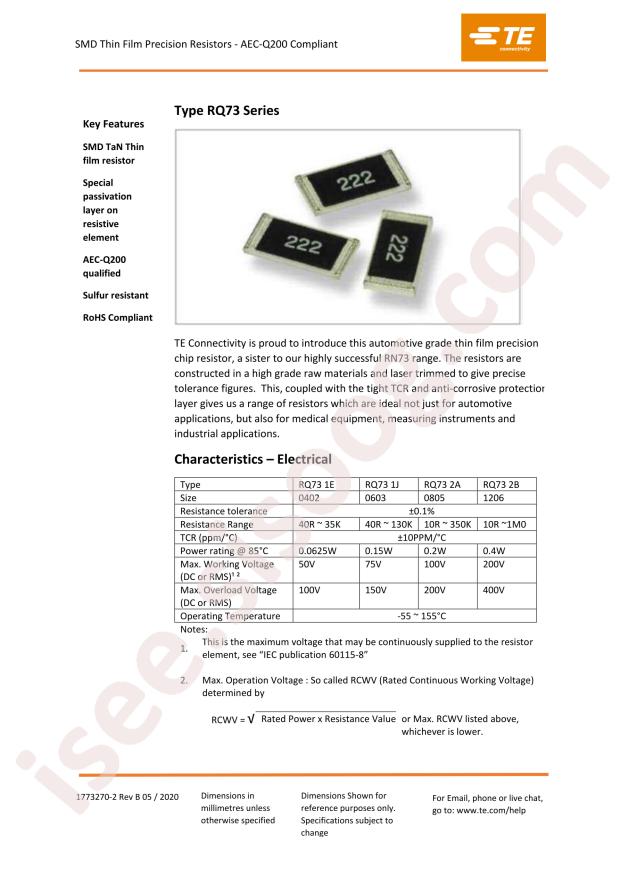 TE Connectivity RQ73C1J4K99BTDF