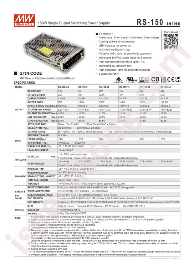 MEAN WELL RS-150-24