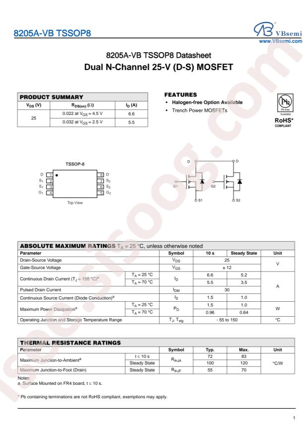 VBsemi Elec 8205A TSSOP8-VB