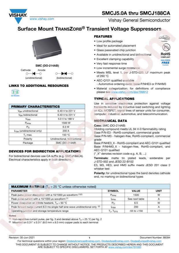 VISHAY SMCJ11A-M3/57T