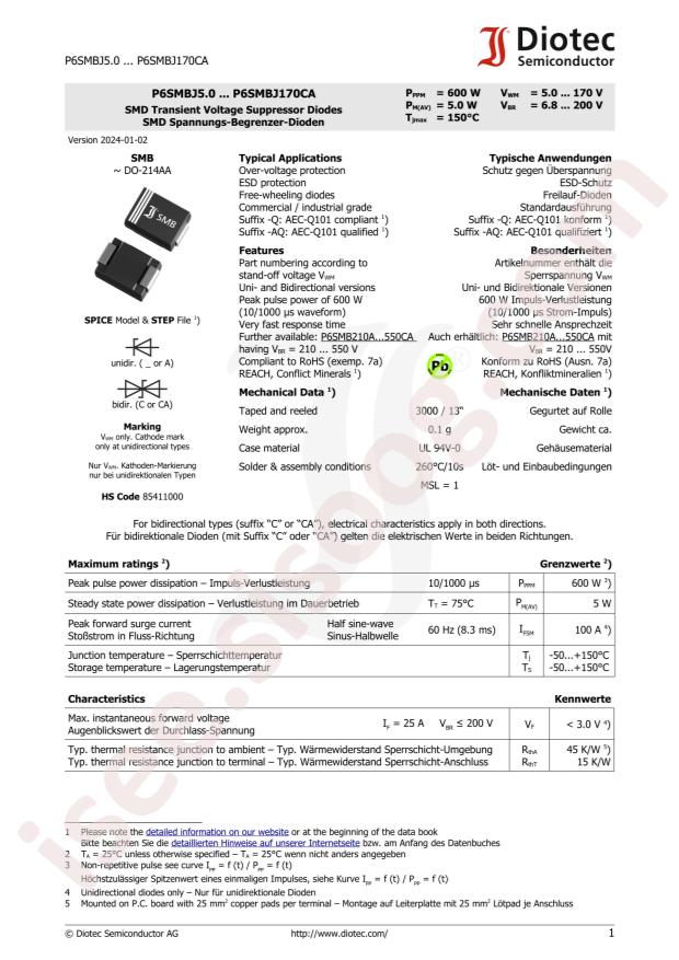 DIOTEC P6SMBJ100
