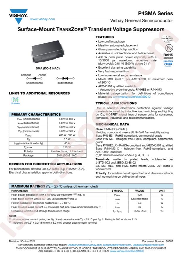 VISHAY P4SMA130CAHE3_A/I