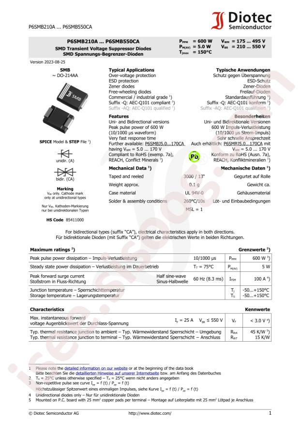 DIOTEC P6SMB400C