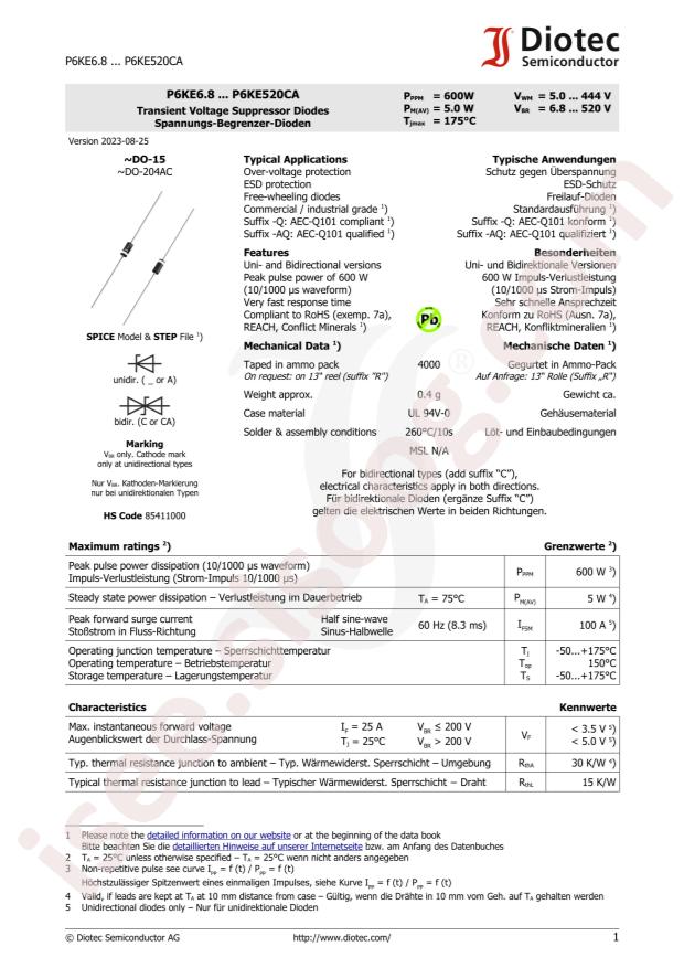 DIOTEC P6KE130