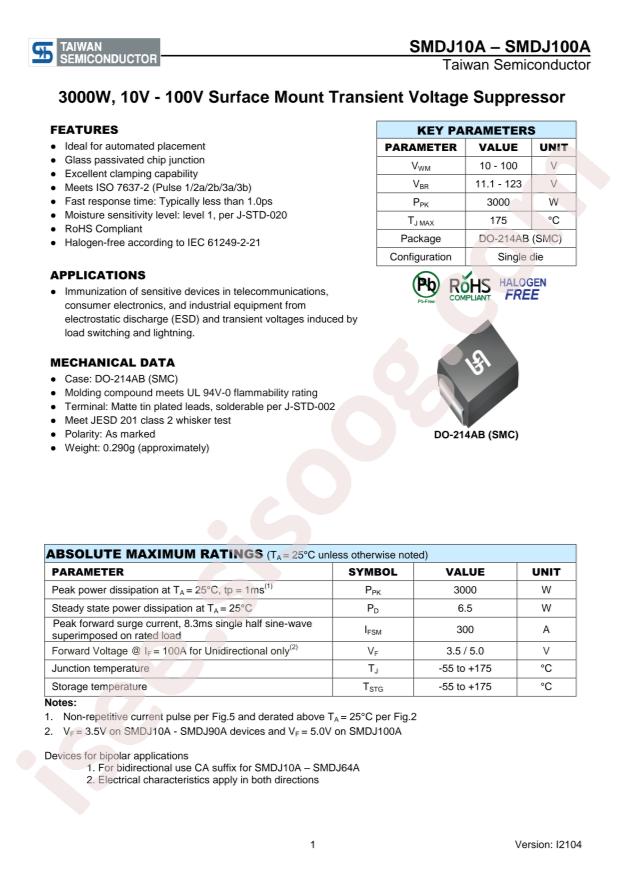 Taiwan Semiconductor SMDJ48CA